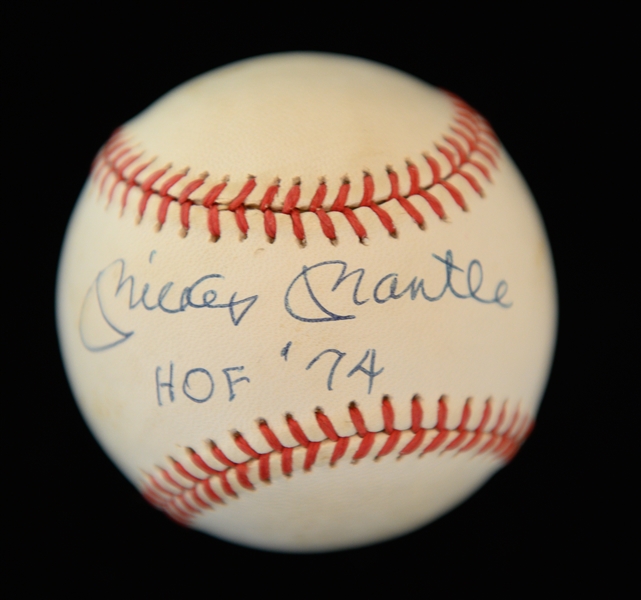 Mickey Mantle Signed Official Rawlings Baseball w. Rare HOF '74 Inscription - Full JSA LOA