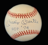 Mickey Mantle Signed Official Rawlings Baseball w. Rare "HOF 74" Inscription - Full JSA LOA