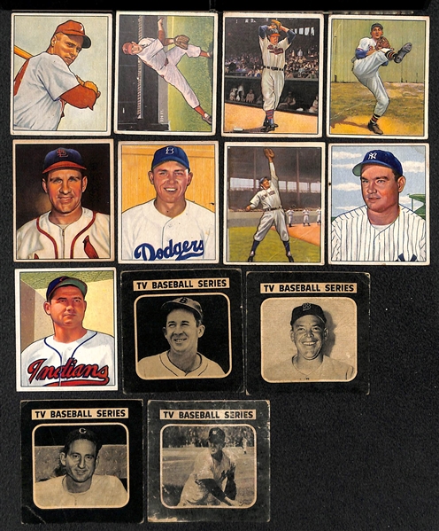 Lot of (9) 1950 Bowman and (4) 1950 Drake's Cookies Cards w. 1950 Bowman Richie Ashburn (2nd year)