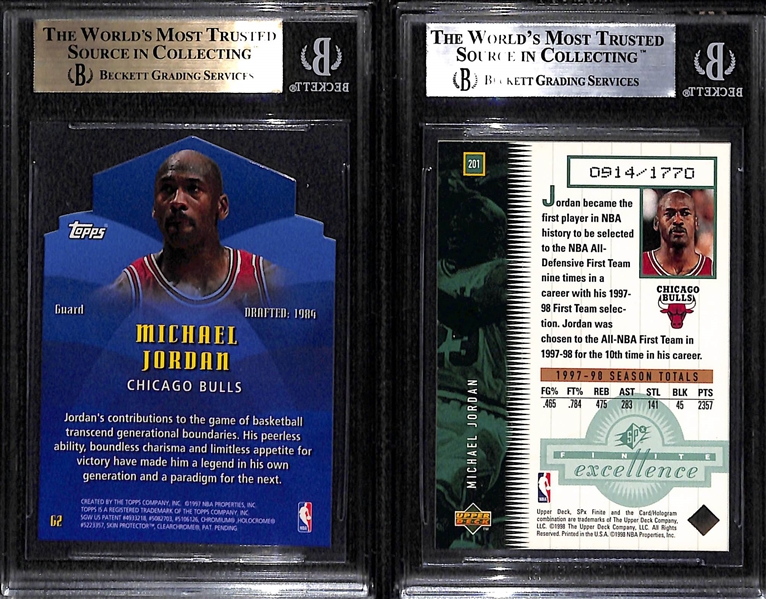 (2) Michael Jordan Graded Inserts - 1997 Topps Generations BGS 9.5 & 1998 SPX Finite FE (#ed/1770) BGS 8.5 