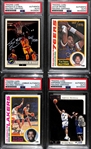 (4) Signed Basketball Cards - 1992 Shaquille ONeal Rookie, 1978 Topps Dr. J., & Abdul-Jabbar, 1995 A. Hardaway (All PSA Slabbed)