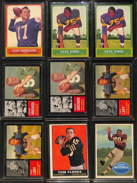 (87) 1960-1963 Topps Football Cards w. 1963 Don Meredith