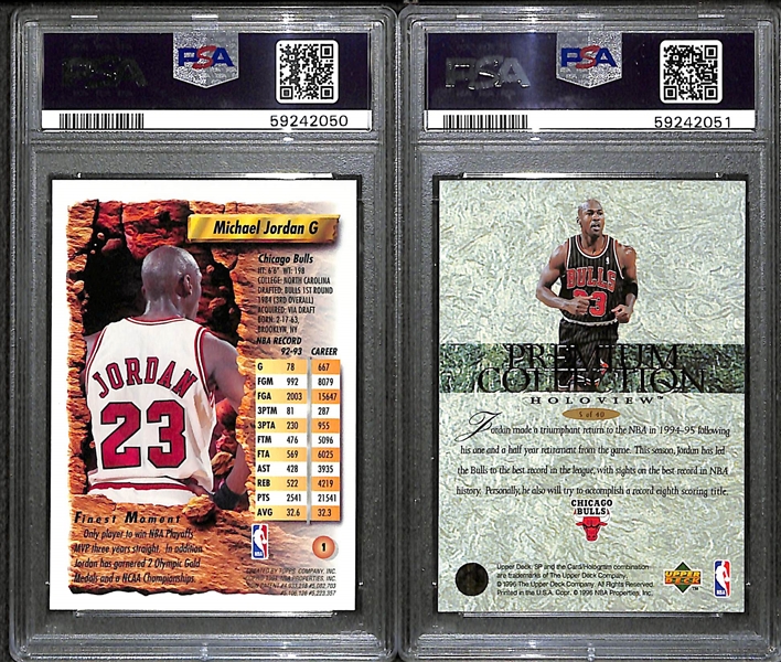 Michael Jordan Lot - 1993 Finest #1 (PSA 9) and 1995 SP Holoviews #PC5 (PSA 5) 