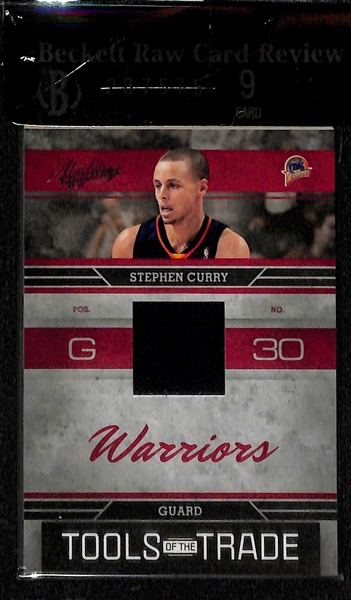 2009-10 Panini Absolute Memorabilia Steph Curry Tools of the Trade Jersey Relic Rookie (#ed/249) Graded BGS 9