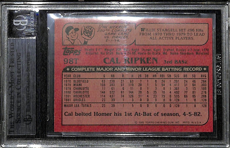 1982 Topps Traded Cal Ripken Jr. #98T Rookie Card Graded BGS 8.5 (Three 9.0 Subgrades)