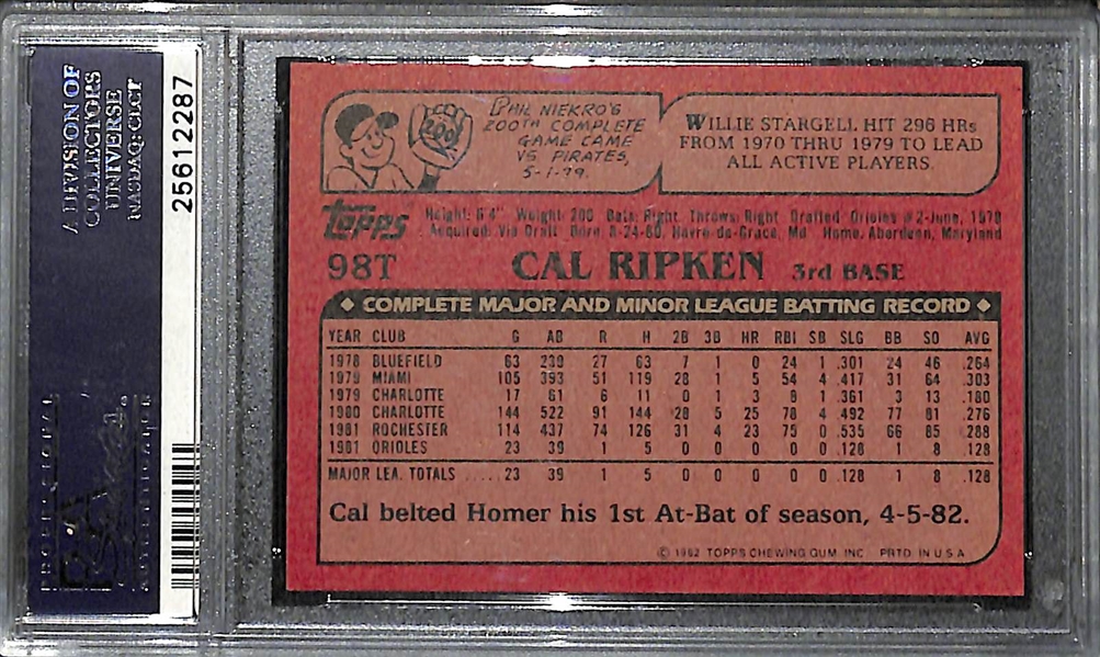 1982 Topps Traded Cal Ripken Jr. #98T Rookie Card Graded PSA 7