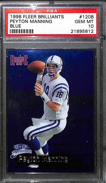 1998 Fleer Brilliants Peyton Manning Blue Rookie Card Graded PSA 10!