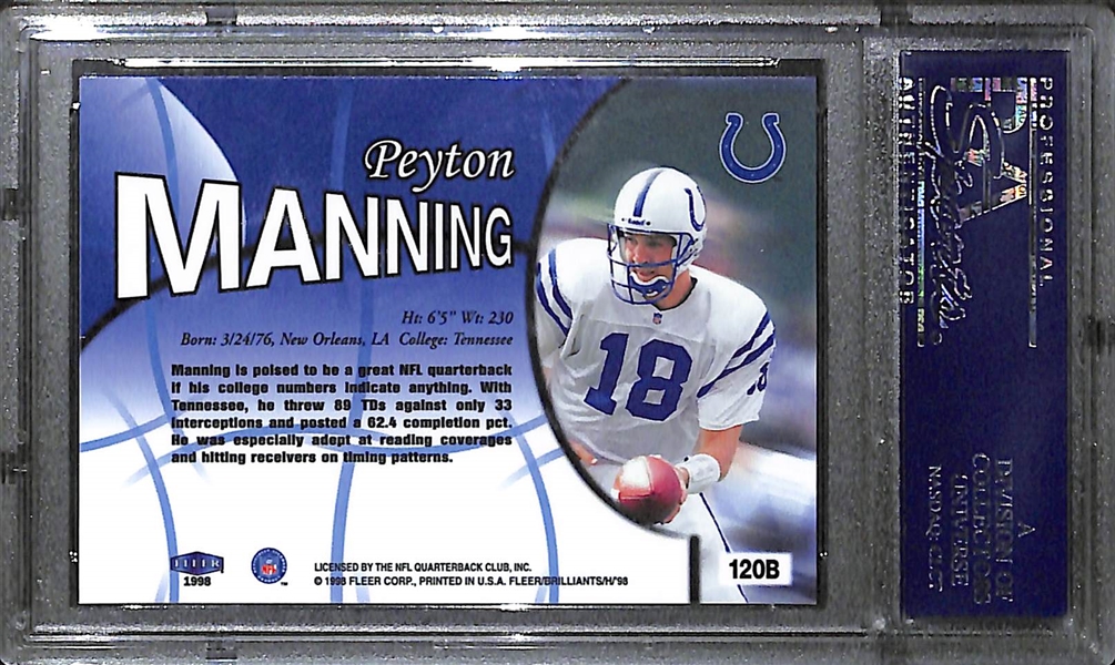 1998 Fleer Brilliants Peyton Manning Blue Rookie Card Graded PSA 10!