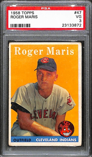 1958 Topps #47 Roger Maris Rookie Card Graded PSA 3