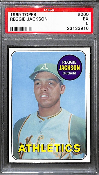 1969 Topps Reggie Jackson Rookie Card Graded PSA 5