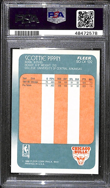 1988 Fleer Scottie Pippen Rookie Card Graded PSA 8
