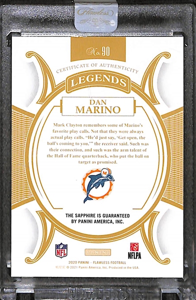 2020 Panini Flawless Dan Marino Legends Sapphire Gem Card #ed 7/10