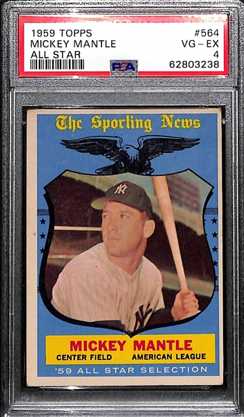 1959 Topps Mickey Mantle All-Star #564 Graded PSA 4