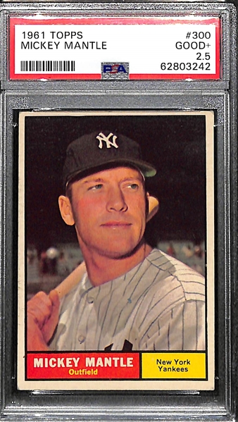 1961 Topps Mickey Mantle #300 Graded PSA 2.5