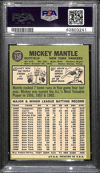 1967 Topps Mickey Mantle #150 Graded PSA 4