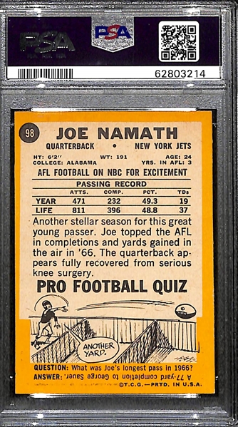 1967 Topps Joe Namath #98 Graded PSA 7