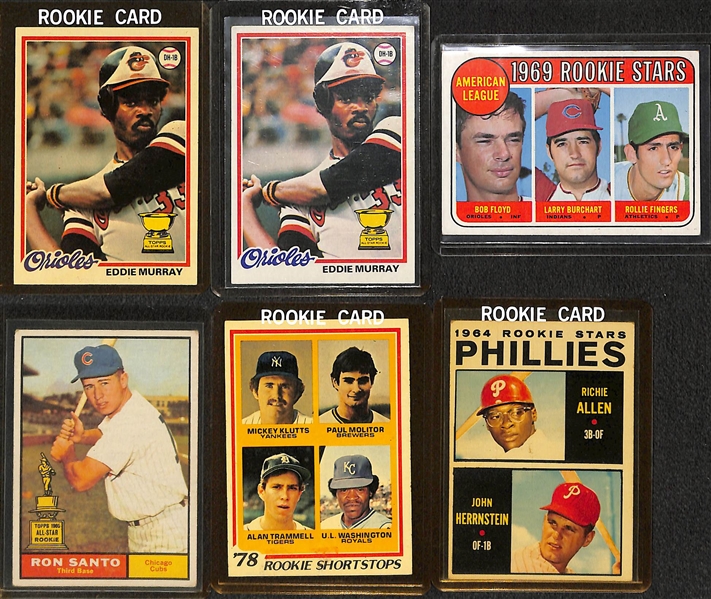 Lot of (23) 1960s and 1970s Baseball Rookie Stars Inc. Eddie Murray, Fingers, Santo, Molitor, Allen