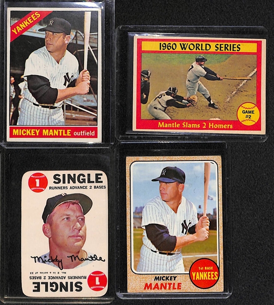 Lot of (4) Topps Mickey Mantle Cards Inc. Years 1961, 1966, 1968