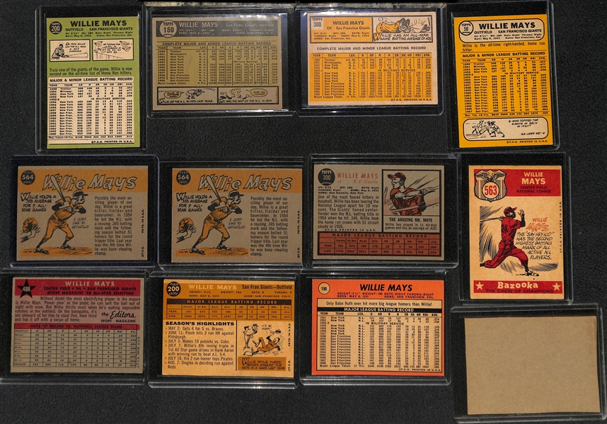 Huge lot of (24) Willie Mays 1950s, 60s, 70s Cards