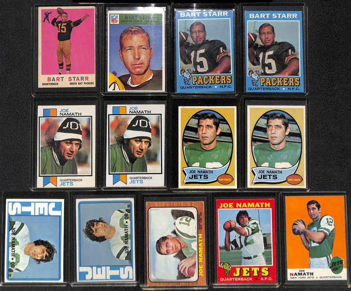 Lot of 1950s, 60s and 70s Football HOFers Bart Starr and Joe Namath