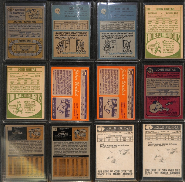 Lot of (21) 1960s and 70s John Unitas Football Cards