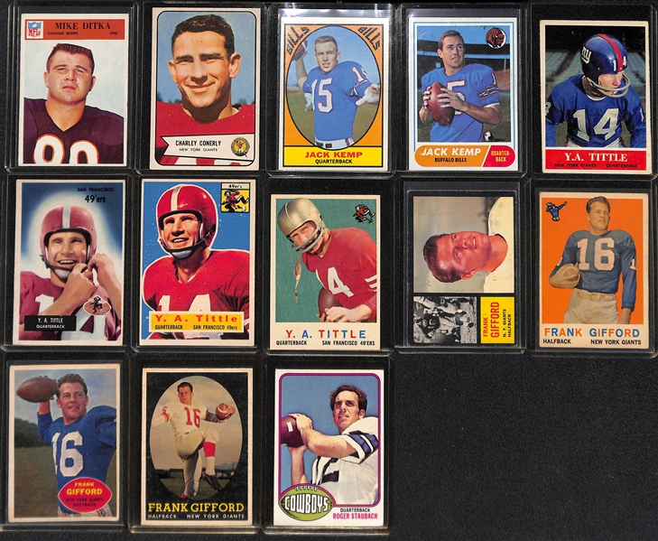 Lot of 20+ 1950s, 60s and 70s inc. Hornung, Kemp, Gifford, Tittle, Blanda, Ditka, Sayers and More!