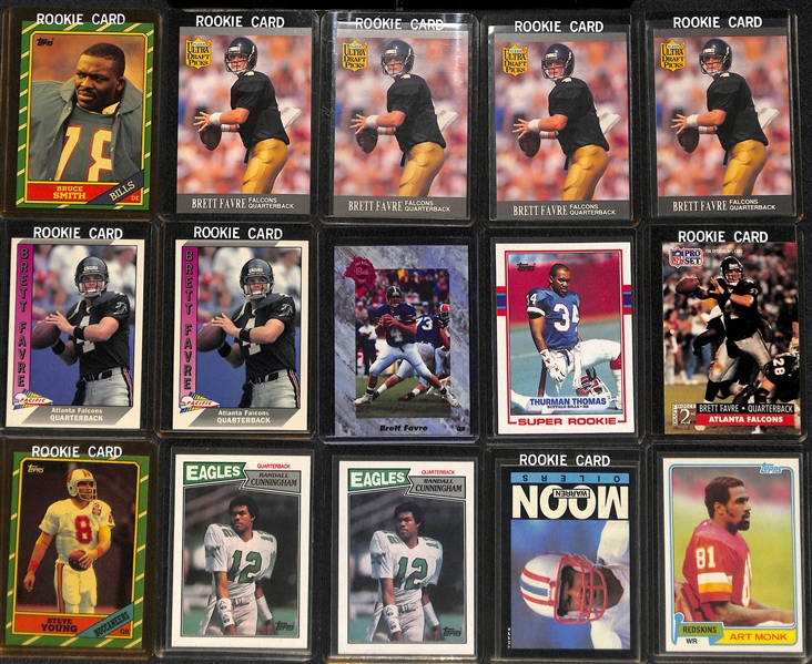 Huge Lot of (80+) 1980s and 90s Football Rookies inc. Favre, Smith, White, Young, Thomas and Much More