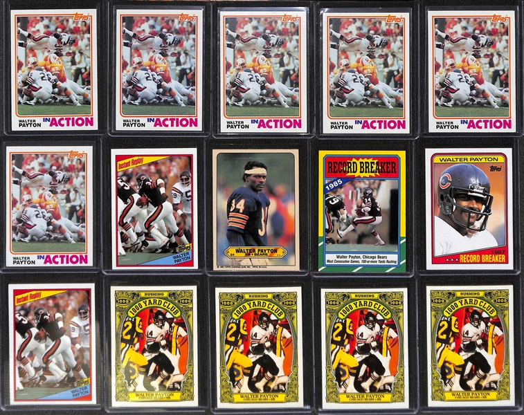 Lot of 60+ Walter Payton 1970s and 80s Football Cards