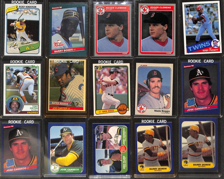 Lot of 80+ Mostly 1980s Rookies Inc. Henderson, Bonds, Clemens, Puckett, Gwynn, and many more!