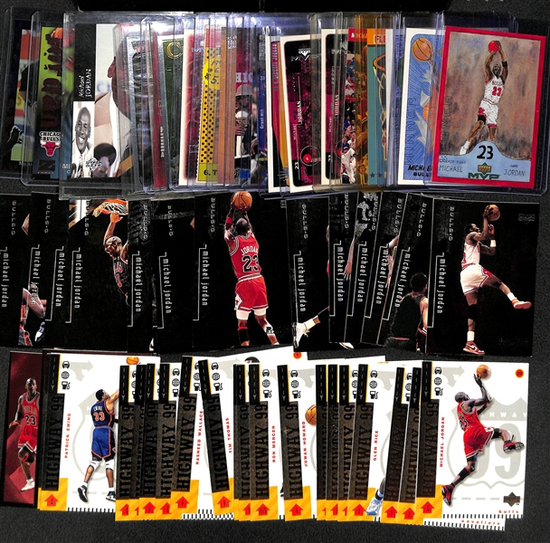 Lot of 50+ Michael Jordan 1990s Cards and Inserts Including 1999 Upper Deck Black Diamond and Highway 99 Sets and Baseball Rookie