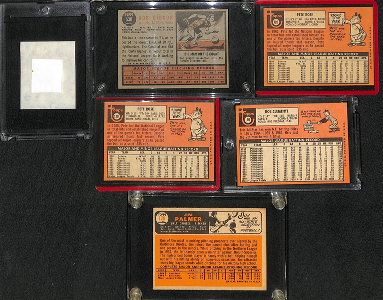 Lot of (6) 1960s Stars Inc Mickey Mantle, Bob Gibson, Pete Rose, Bob Clemente and Jim Palmer 