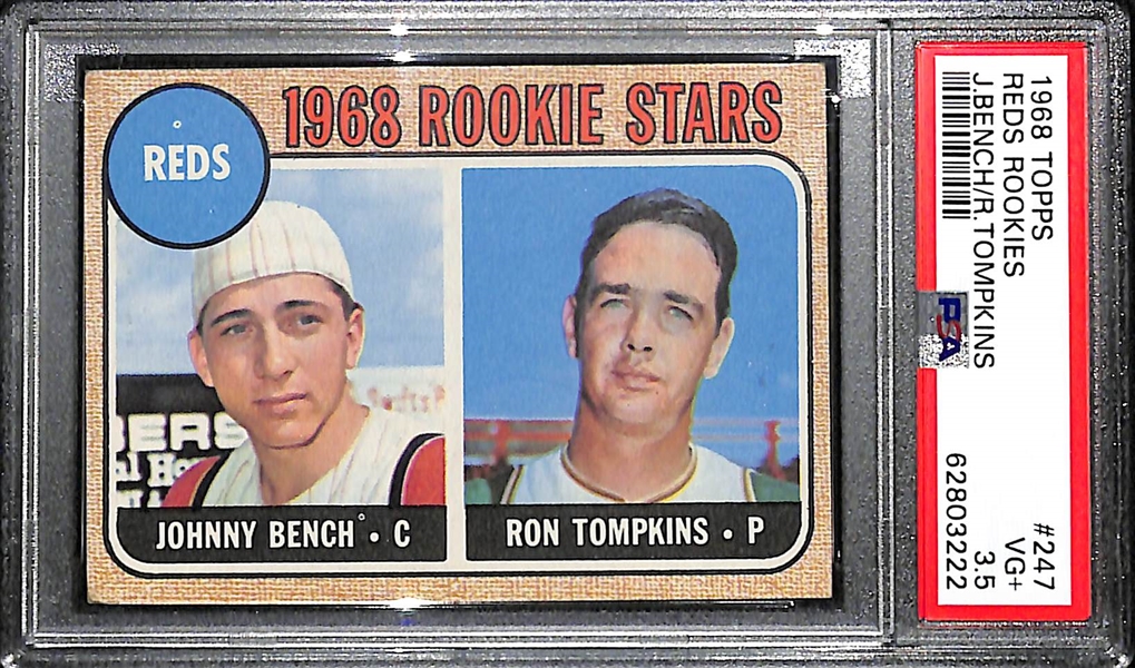 1968 Topps Johnny Bench Rookie Card #247 Graded PSA 3.5