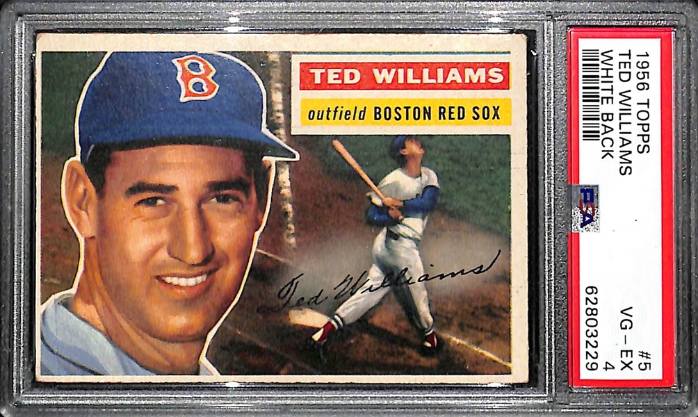 1956 Topps Ted Williams #5 (White Back) Graded PSA 4