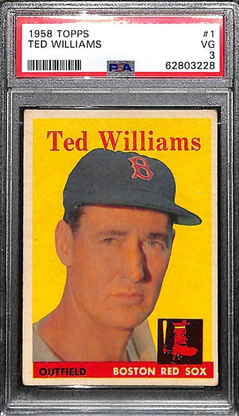 1958 Topps Ted Williams #1 Graded PSA 3