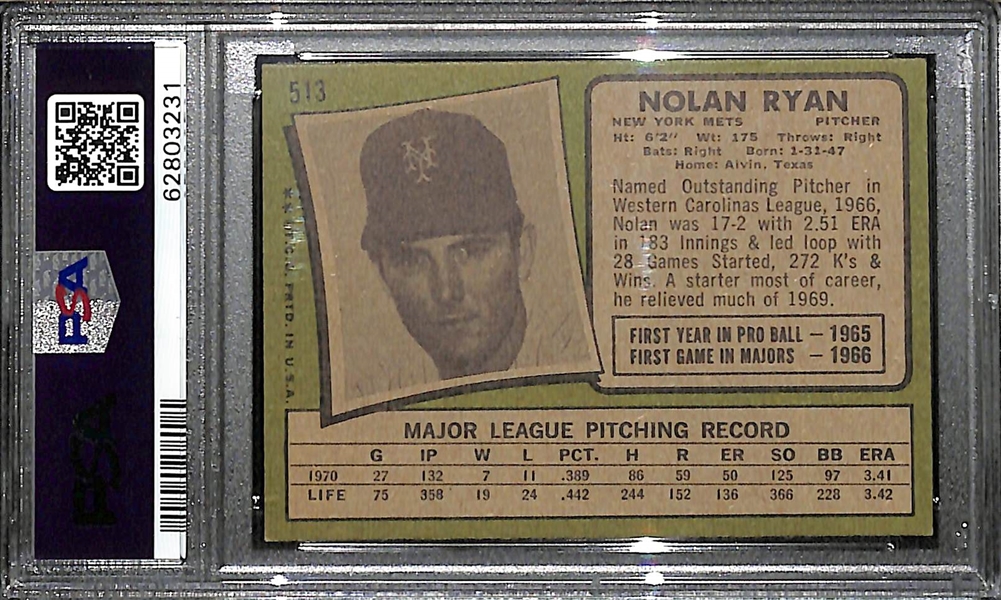 1971 Topps Nolan Ryan #513 Graded PSA 5.5