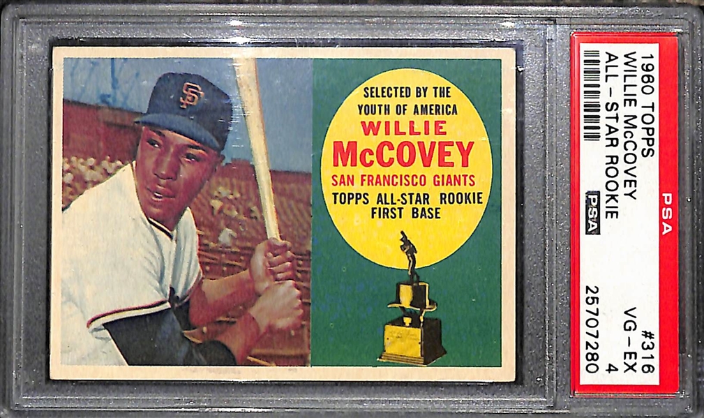 1960 Topps Willie McCovey All Star Rookie Card #316 Graded PSA 4 VG-EX (Presents Better Than Grade!)