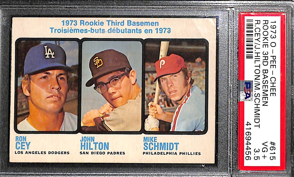 Rare 1973 O-Pee-Chee Mike Schmidt Rookie Card #615 Graded PSA 3.5 (Card Presents Much Better Than Grade!)