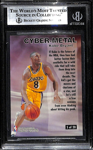 1996-97 Metal Kobe Bryant Cyber Metal Rookie Card #5 Insert Graded BGS 9 Mint