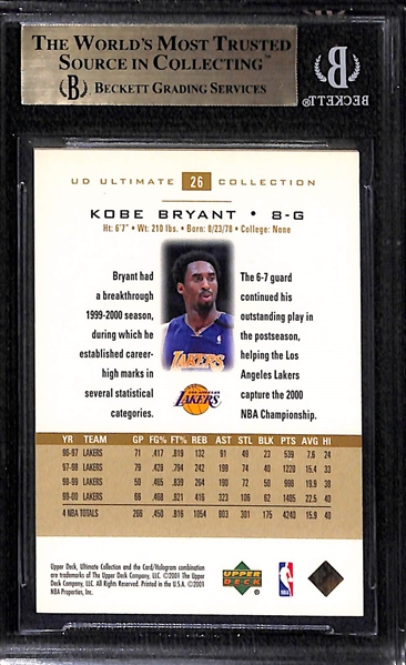 2000-01 Upper Deck Ultimate Collection #26 Kobe Bryant 592/750 Graded Beckett BGS 9.5 Gem Mint!