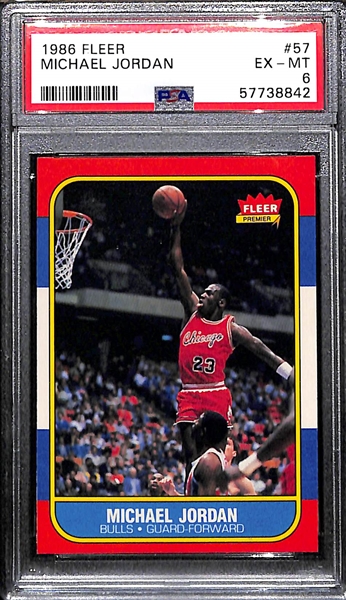 1986-87 Fleer Michael Jordan Rookie Card #57 Graded PSA 6 EX-MT (Sharp Corners!)