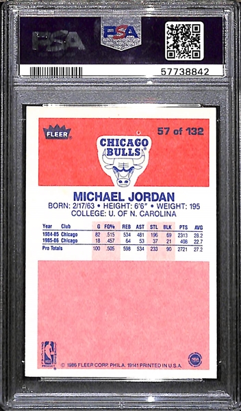 1986-87 Fleer Michael Jordan Rookie Card #57 Graded PSA 6 EX-MT (Sharp Corners!)