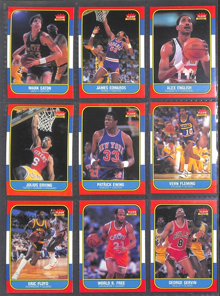 1986-87 Fleer Basketball Near Complete Set (131 of 132 Cards - Missing Michael Jordan #57 Rookie Card and Sticker Set)
