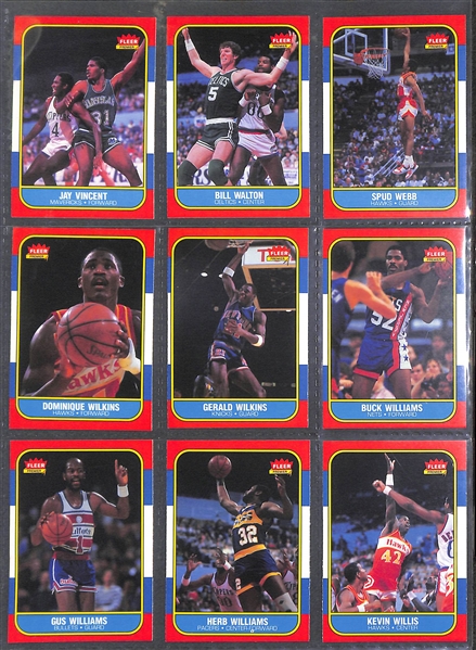 1986-87 Fleer Basketball Near Complete Set (131 of 132 Cards - Missing Michael Jordan #57 Rookie Card and Sticker Set)