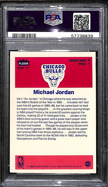 1986-87 Fleer Michael Jordan Rookie Sticker #8 Graded PSA 7 NM 