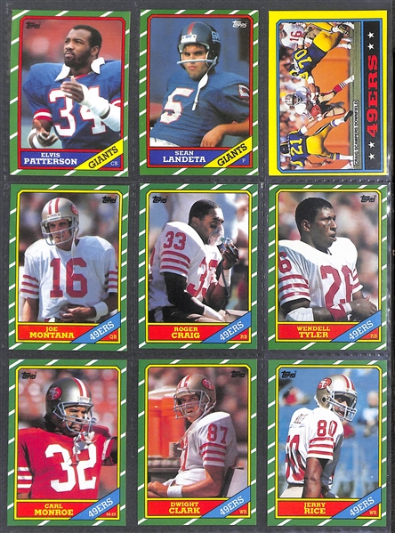 1986 Topps Football Card Complete Set w. Jerry Rice Rookie Card (All 396 Cards)