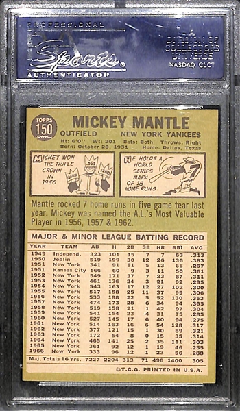 1967 Topps # 150 Mickey Mantle Graded PSA 7