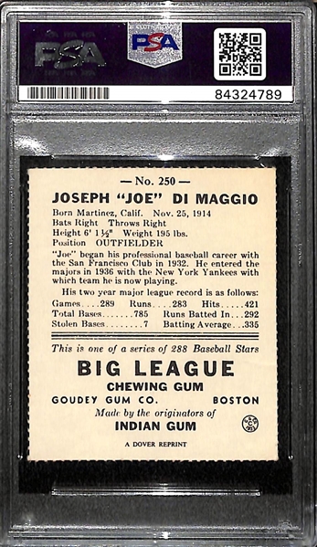 Joe DiMaggio Signed 1977 Dover Classic Reprints (1938 Goudey Heads-Up) - PSA/DNA Encased w. GEM MINT 10 Auto Grade