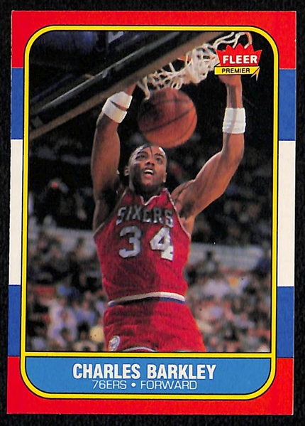 Lot of (5) 1986 Fleer Basketball Stars Rookies Including Barkley, Worthy, Drexler and Ewing