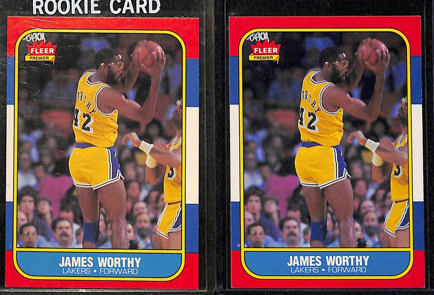 Lot of (5) 1986 Fleer Basketball Stars Rookies Including Barkley, Worthy, Drexler and Ewing