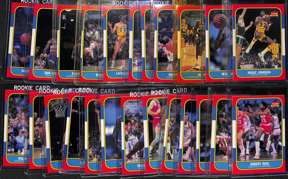 Lot of (24) 1986 Fleer Basketball Cards Including Magic Johnson